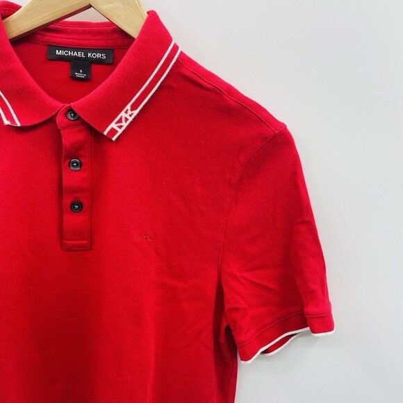 Michael Kors Mens Size Small 100% Cotton Logo Short Sleeve Polo Shirt in Red - Picture 2 of 5